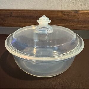 Vintage 20s/30s Fry Pearl Ovenware Clear Opalescent Casserole Dish w/ Lid